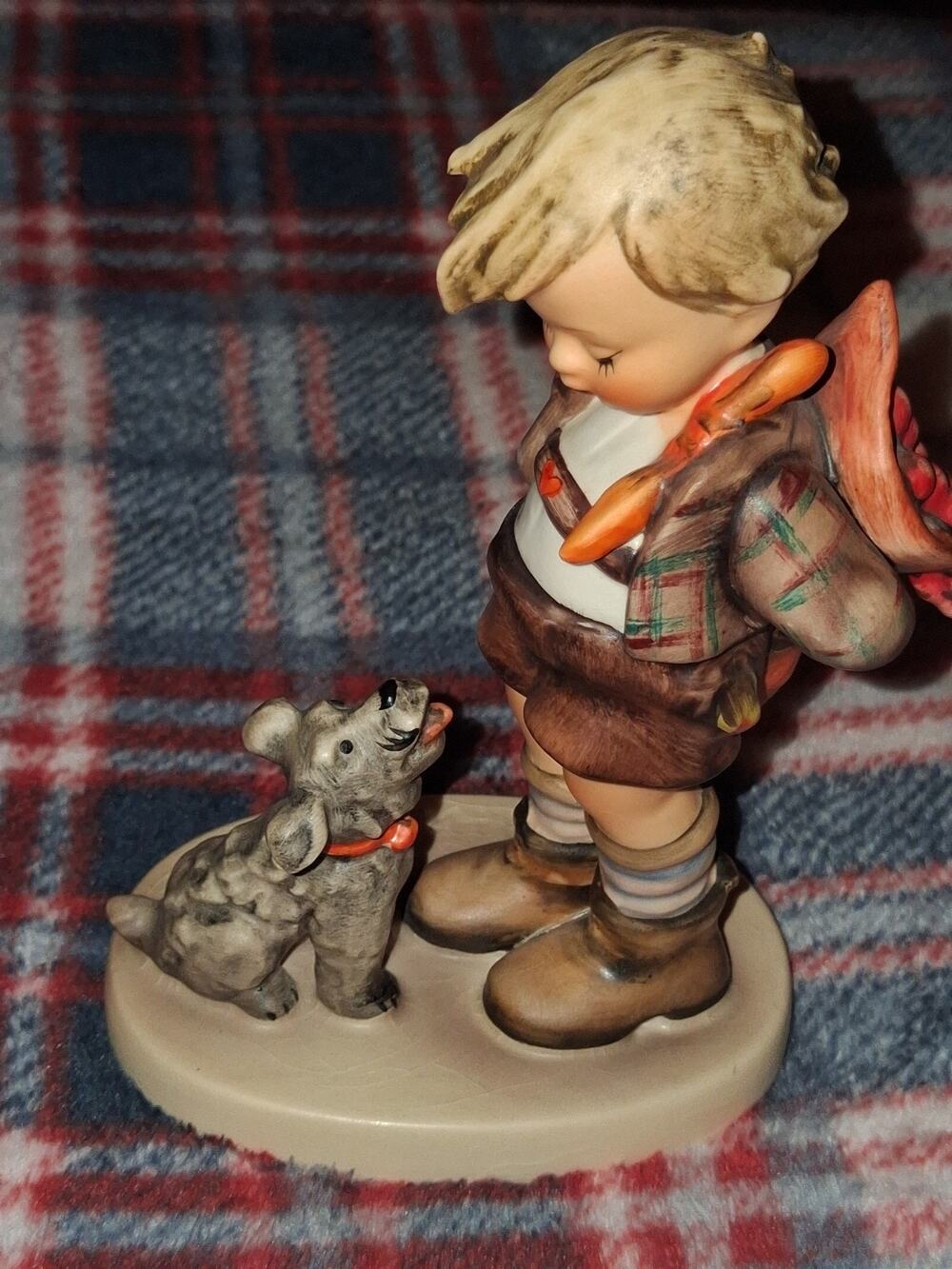 Goebel Porcelain Boy Figurine with Dog Multicolor Hand Painted W. Germany